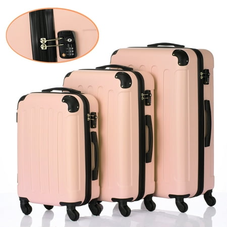 UBesGoo 3 Pieces Travel Spinner Luggage Set Bag ABS Trolley Spinner Carry On