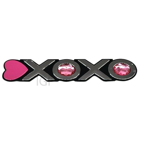 1x Universal Emblem Badge Decal Sticker XOXO Heart Crystal ABS 5" x 1-1/8"