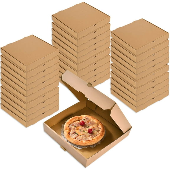 Pizza Box 8x8 Inches Pizza Storage Container Small Pizza Boxes Keep Pizza Fresh Square Kraft Corrugated Ideal for Pizzerias Bakeries, Restaurants Parties