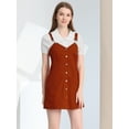 thumbnail image 1 of INSPIRE CHIC Women's Adjustable Strap Above Knee Button Down Overall Dress with Pockets, 1 of 4