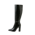 thumbnail image 2 of HUPOM Work Boots For Women Heels High Heel Leather Zip-Up Over The Knee Boots Black 39(US:6.5), 2 of 8