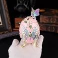 thumbnail image 3 of Gumesh Metal Enamel Butterfly Egg-Shaped Jewelry Box, Light Blue Trinket Holder for Rings Earrings - Home Decor Birthday Gift, 3 of 4