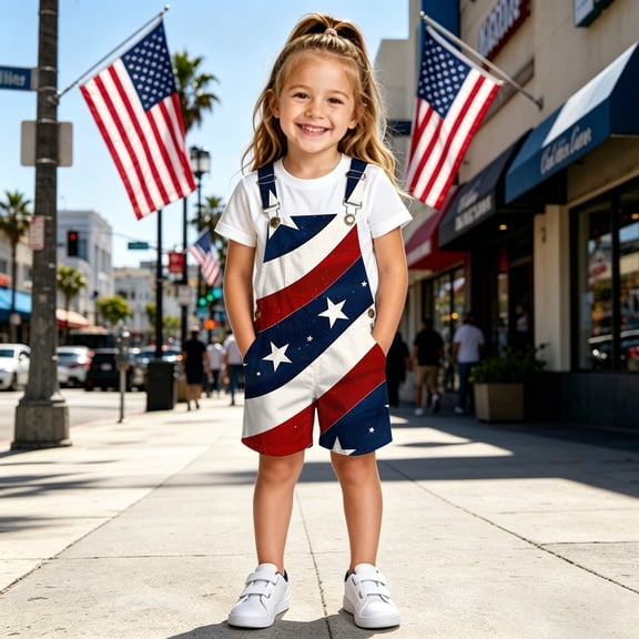 Girls Shorts for Spring/Summer Play - Independent Day Printed Bottoms for Kids 4-13