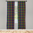 thumbnail image 2 of Ambesonne Fashion Curtains, Plaid Pattern on Dark Back, Pair of 28"x95", Violet Forest Green Blue, 2 of 4