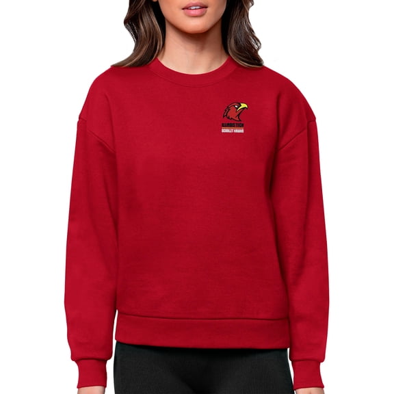 Women's Antigua Red Illinois Tech Scarlet Hawks Victory Crewneck Pullover Sweatshirt