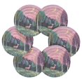thumbnail image 7 of Yayeee 6 PCS Drink Coasters with Holder Set Woven Absorbent Round Tabletop Hot Pad, Green Night Deer, 7 of 7
