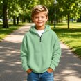 thumbnail image 7 of Hoodies for Boys Quarter Zip Waffle Knit Pullover Hooded Sweatshirt Tops,Kids Zip Long Sleeve Hoodie,Teen Boy Fashion Fall Winter Casual Sweatshirts,Back to School Clothes,Green,XL, 7 of 7