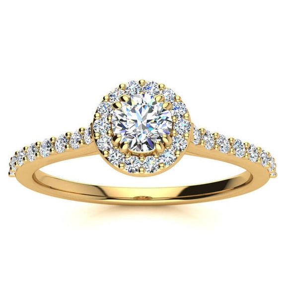 Moissanite Engagement Ring Round Cut 14k Yellow Gold Plated 925 Silver Ring for Women – Ring For Her