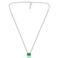 thumbnail image 3 of Rectangle Emerald Solid 18 Kt White Gold SI Clarity HI Color Bezel Setting Diamond Necklace, 3 of 4