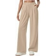 thumbnail image 5 of Women's Waisted Pull-On Stretchy Wide Leg Pants Business Casual Work Dress Trousers with Pockets, 5 of 7