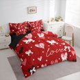 thumbnail image 3 of Castle Fairy Cute Bow Love Heart Twin Bedding Sets,Black Red Bedding Comforter Set, 3 of 8