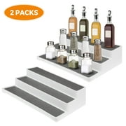 3-Tier Step Spice Rack Organizer, Non-Skid Seasoning Storage Shelf for Kitchen Pantry Cabinet Countertop (2 Pack)