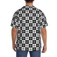 thumbnail image 3 of Logiee Checkerboard With Snowflake 1 Print Men's Button Down Shirts Short Sleeve, Summer Beach Shirts,Vacation Wedding Shirts,Men's Casual Button-Down Shirts with Pocket-XX-Large, 3 of 5