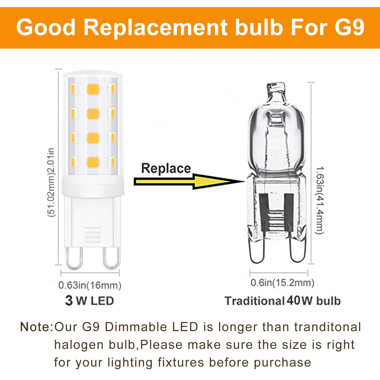 Ampoule LED G9, LED G9 3W Blanc Chaud 2700K, Équivalent 30~40W Lampe  Halogène, 360lm, Adapté Pour les Lustres Ampoules à Économie d'Énergie  (3Pcs) : : Luminaires et Éclairage