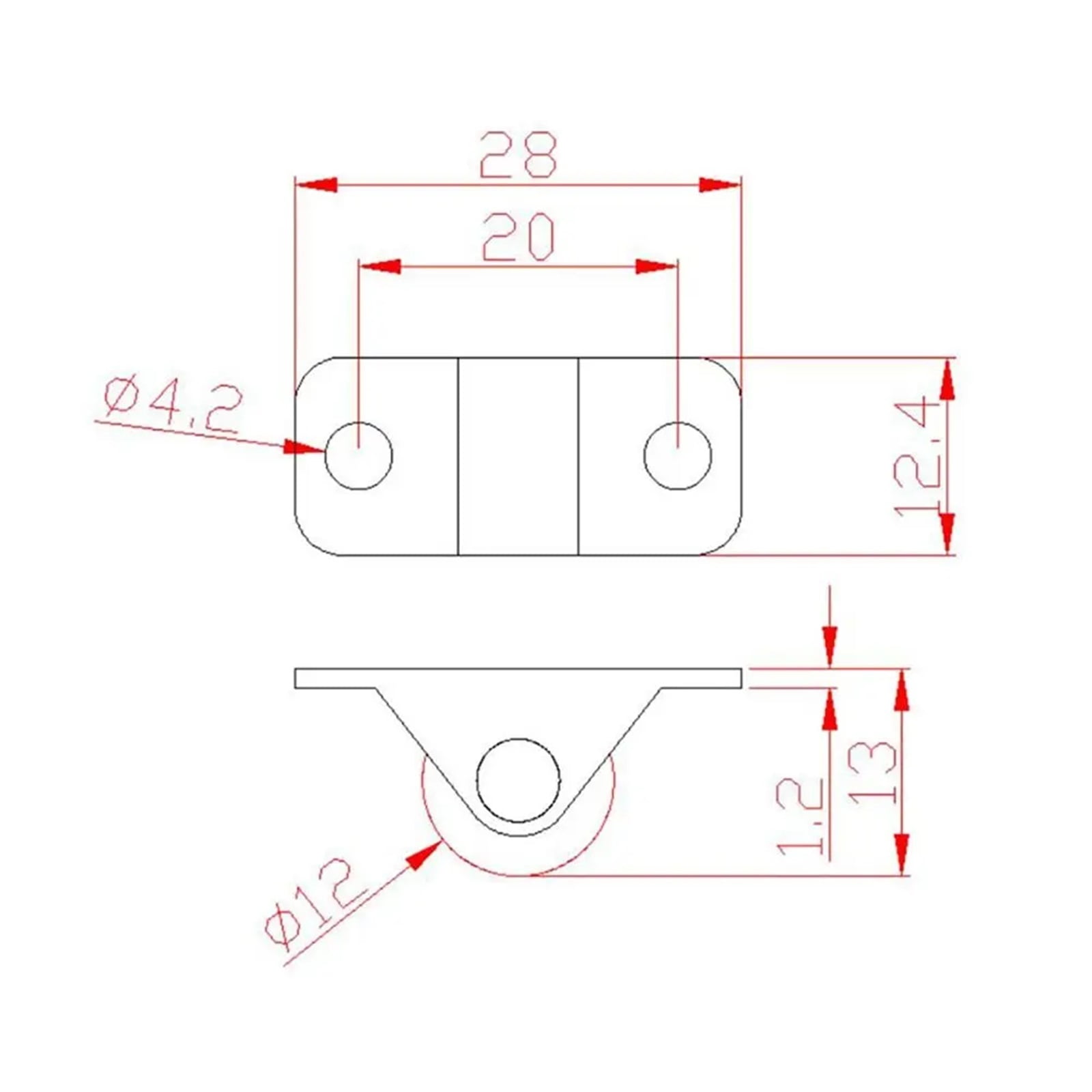 4Pcs 0.5Inch Universal Furniture Caster Rubber Straight Wheel Silent Directional Casters Concealed Furniture Casters Hardware ,Wear-Resistant