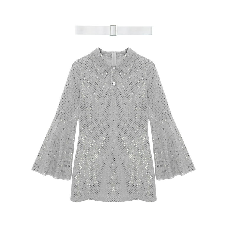 Aislor Women Retro Hippie Disco 70s Disco Costumes Glittery Sequins Flare Sleeve Mini Dress Silver XL - Walmart.com Aislor Women Retro Hippie Disco 70s Disco Costumes Glittery Sequins Flare Sleeve Mini Dress Silver XL - Walmart.com