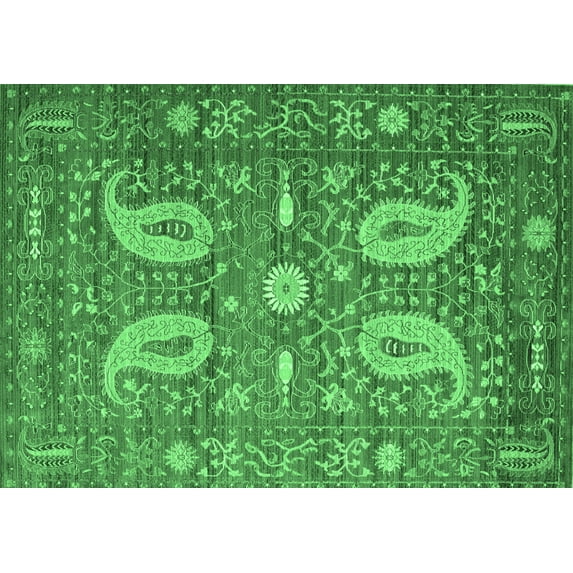 Ahgly Company Indoor Rectangle Persian Emerald Green Traditional Area Rugs, 7' x 9'