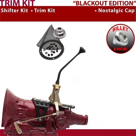 American Shifter 45RFE Shifter Kit Black 10 in. Trim Kit Push Button Cap Gray Boot Billet Knob for EE97C