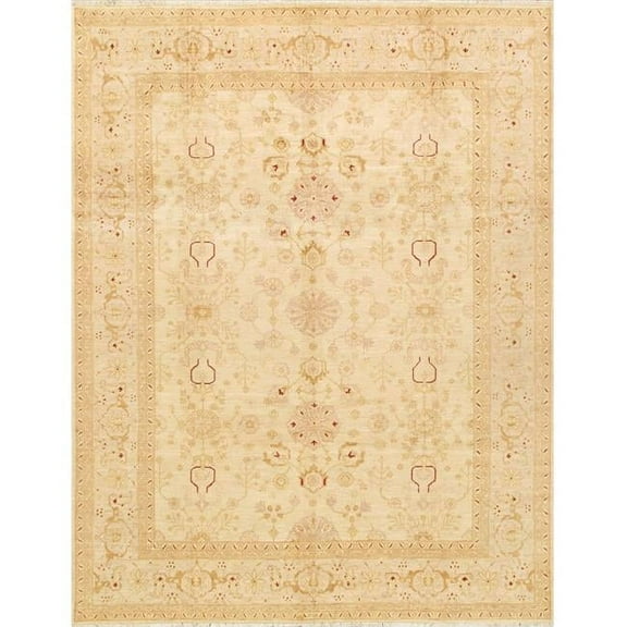 Pasargad Home Bakhshayesh 109" x 144" Hand-Knotted Wool Area Rug in Ivory/Camel