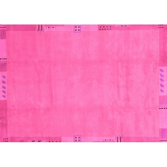 Ahgly Company Machine Washable Indoor Rectangle Abstract Pink Modern Area Rugs, 8' x 10'