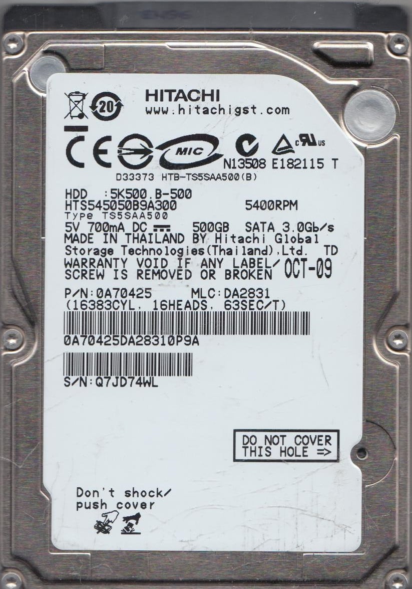 Hitachi hcp725050gla380 500 GB内蔵ハードドライブ、 Hitachi GST P7K500 HCP725050GLA380 500GB 7200 RPM 8MB Cache SATA