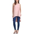 thumbnail image 2 of INSPIRE CHIC Women's High Low Tops Casual Sleeveless Blouse Crewneck Asymmetrical Loose Shirt Summer Top XL Pink, 2 of 6