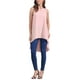 thumbnail image 2 of INSPIRAR CHIC Blusa sin mangas para mujer, cuello redondo, dobladillo asimétrico, ajuste holgado, blusa tunic alta y baja, rosa, XL, 2 of 6