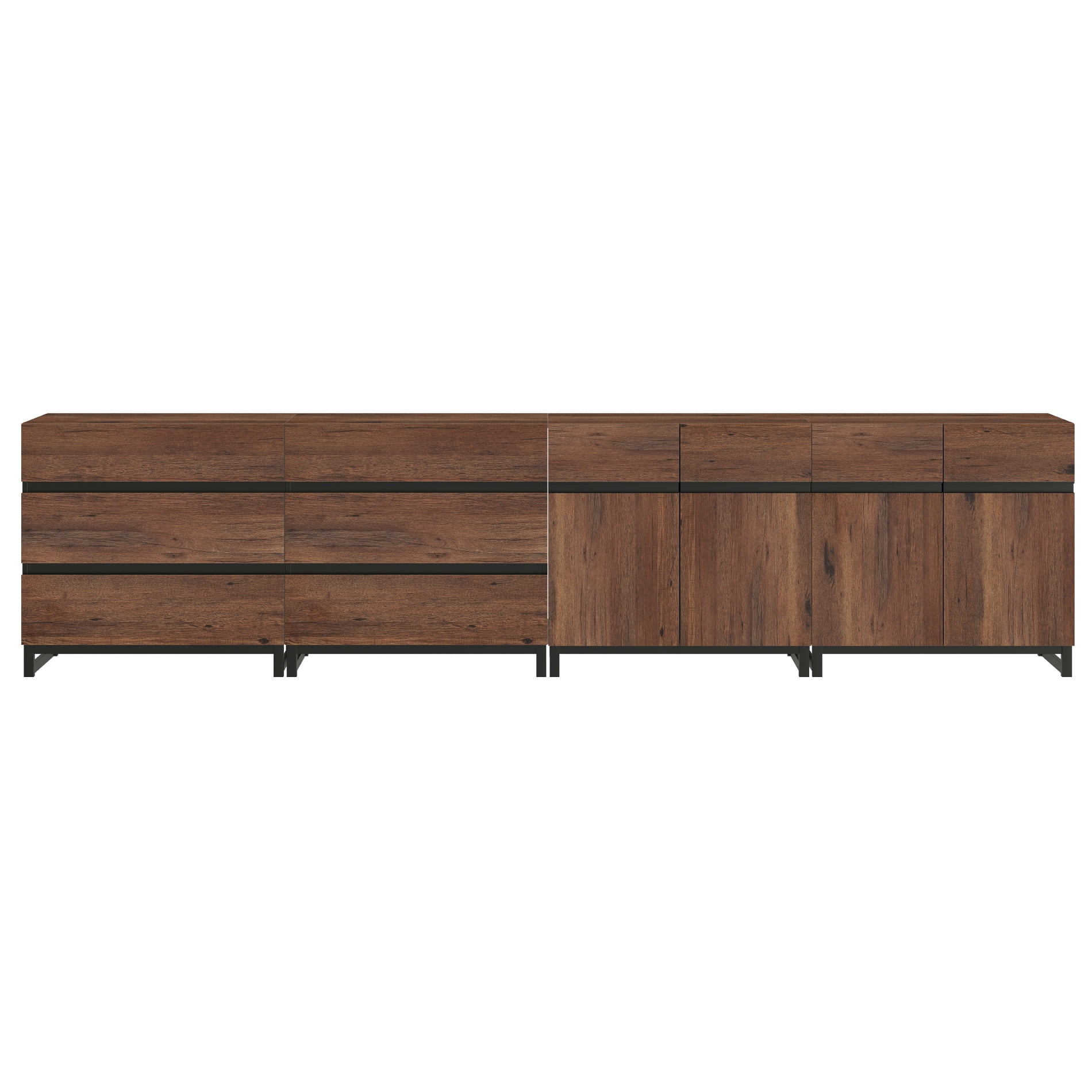 Modern Multifunctional Buffet Sideboard, Storage Cabinet with Hidden Handle & Adjustable Shelves for Home Decor,Brown