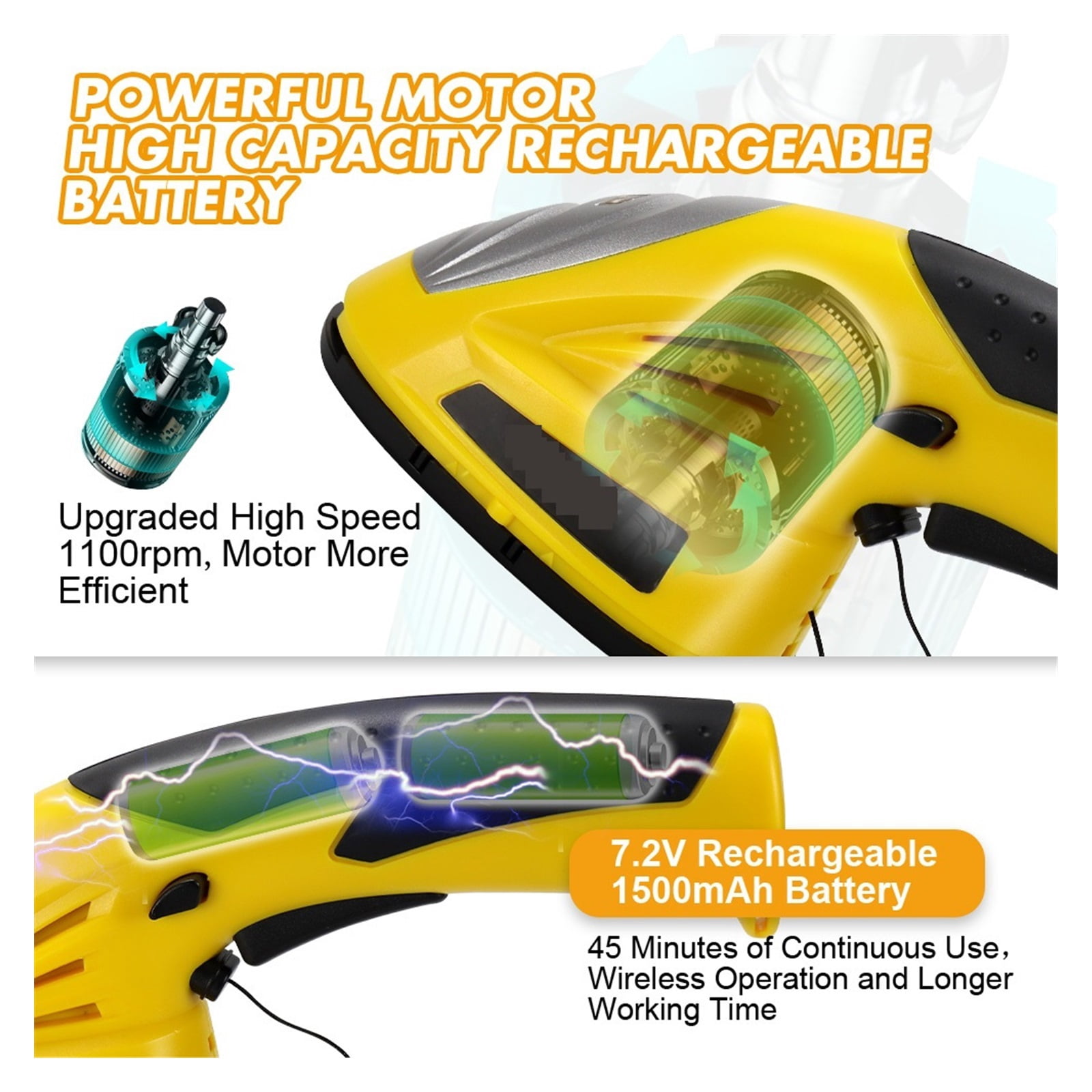 7.2V Hedge Trimmer Electric Trimmer 2 In 1 Cordless Grass Rechargeable Garden Trimmers Tool For Grass Shears Shrub ,2 IN 1 Trimmer & Edger