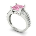 thumbnail image 2 of Clara Pucci 14K White Gold Solid Gold Pink Solitaire with Accents Anniversary Ring for Women - 2.48 cttw Princess Cut, 2 of 8