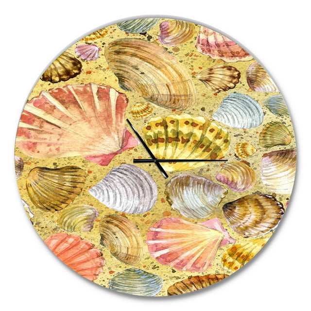 Designart Horloge Murale Moderne 'Seashell and Sea Sand'