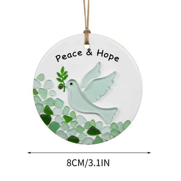 Adorno de la amistad en forma de corazón de vidrio marino, adorno colgante de acrílico para árbol de Navidad o el hogar, símbolo de amor y optimismo, recuerdo artesanal.