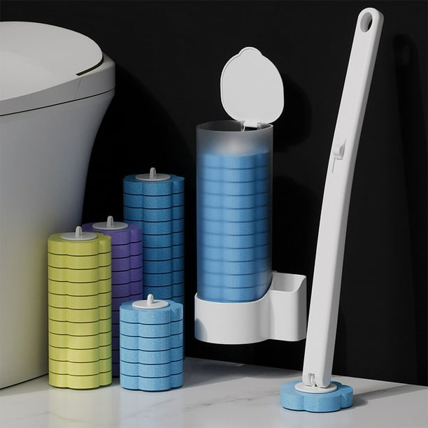 Juego de cepillos de baño desechables, juego de limpieza para el hogar con mango largo, cepillo de baño desechable para montar en la pared