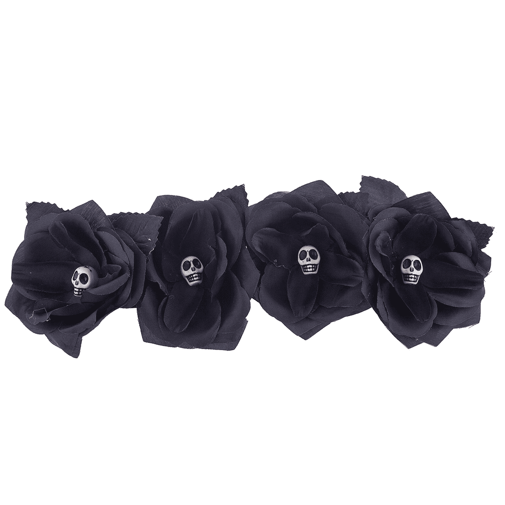 Lux Accessories Black Gothic Skull Skeleton Head Halloween Flower Crown Headband Walmart Com