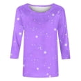 thumbnail image 5 of Timegard Hauts pour Femmes Chemises à Imprimé de Noël Manches 3/4 Blouses Confort Col Ras du Cou Tuniques Hauts Chic Décontracté, 5 of 5