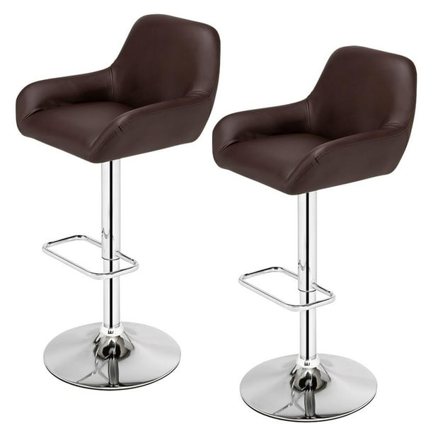 Swivel Bar Stools Dining Chair Brown, Leather Bar Stools Without Backs