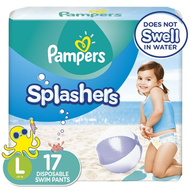 Pampers Splashers Snug Fit Swim Diapers, Size L, 17 Ct