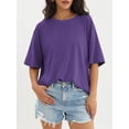 thumbnail image 4 of Women's Oversized T-Shirt Loose Round Neck Short Sleeve Top Summer Casual Shirt 2024 Basic T-Shirt, 4 of 4