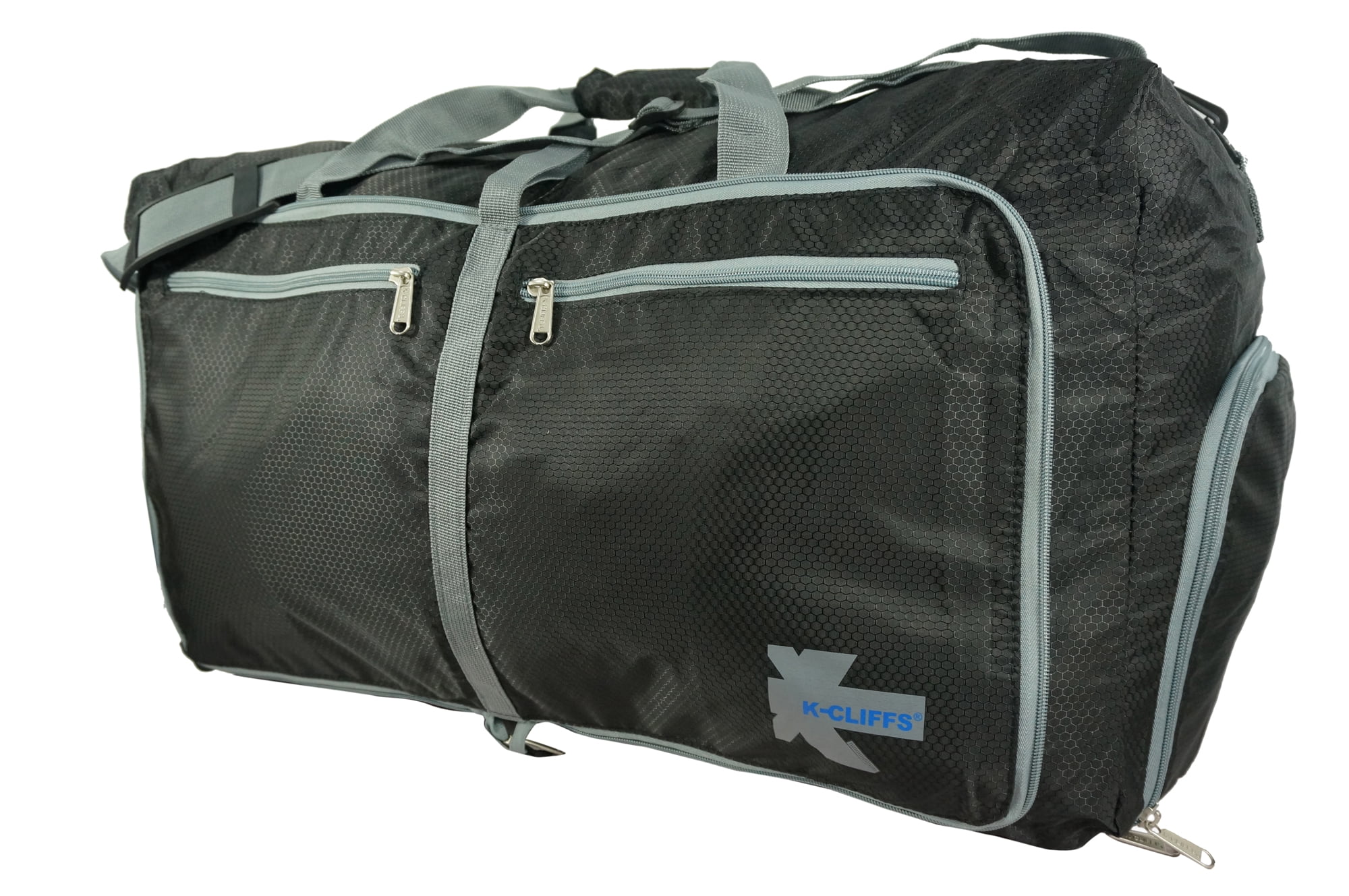 K-Cliffs  28" Foldable, Durable Duffel Bag. Lightweight Travel, Sport Gym Bag with Shoe Compartment,  Black