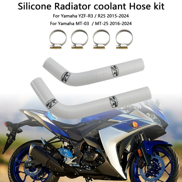Tuyau de Radiateur en Silicone pour Yamaha MT-03 MT-25 YZF R3 R25 2015-2024 Blanc
