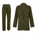 thumbnail image 5 of Women Suits 2 Piece Set Women Two Piece Lapels Suit Set Business Long Sleeve Button Formal Jacket Pant Suit Slim Dressy Outfits Formal Top And Pants Dress for Light Dress Pants Tuxedo Green XL, 5 of 5