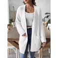 thumbnail image 4 of Open Front Women Casual Fall Sweater Long Sleeve with Pockets Sweater Cardigan White L, 4 of 9