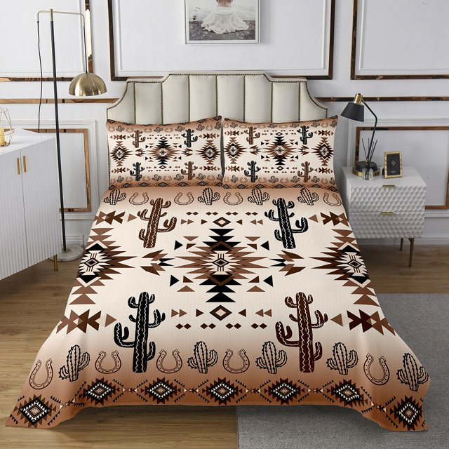 Erosebridal Tribal Aztec Coverlet Set Twin, Triangle Geometric Bedding Set, Bohomian Style Decor