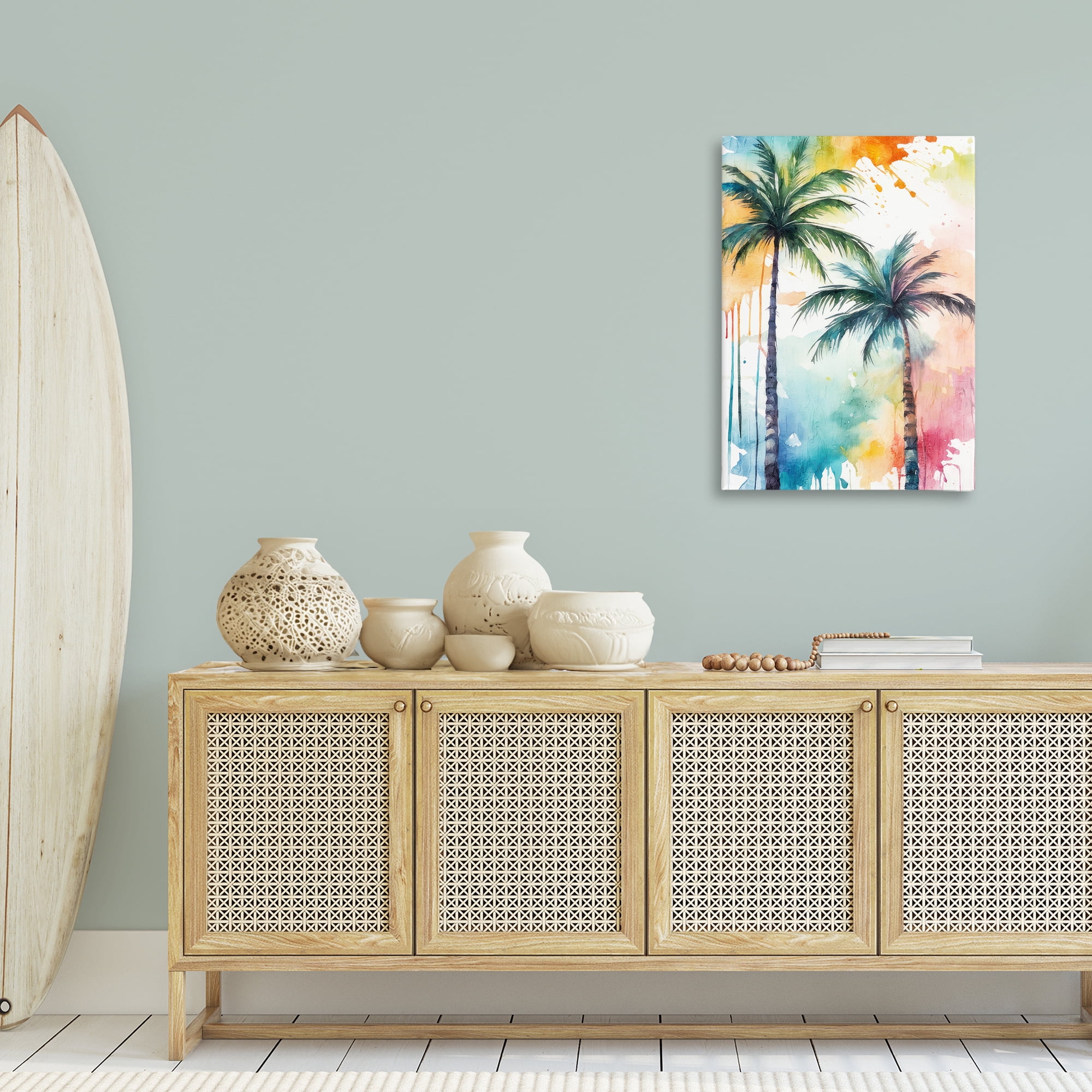 Stupell Industries Paint Splash Palms Botanical & Floral Painting Gallery Wrapped Canvas Art Print Wall Art, 24 x 36