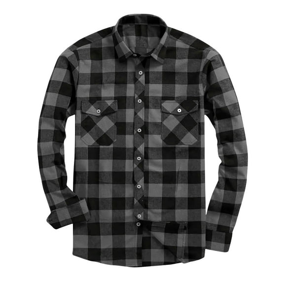 yoeyez Flannel Plaid Shirt for Men Long Sleeve Button Down Dress Shirt with Pocket Spring Lightweight Casual Shacket Business Formal T Shirt Jackets