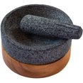 thumbnail image 1 of Molcajete de Piedra Volcánica CECMUI con base de Madera Parota y Tejolote 16 Cm Diámetro 8 Cm Alto, 1 of 4