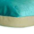 thumbnail image 5 of Designer Turquoise Blue 12"x22" (30x55 cm) Lumbar Pillow Cover, Velvet & Linen Solid Color Block Oblong Pillow, Patchwork Pattern Modern Style - Velutinous Turquoise, 5 of 10