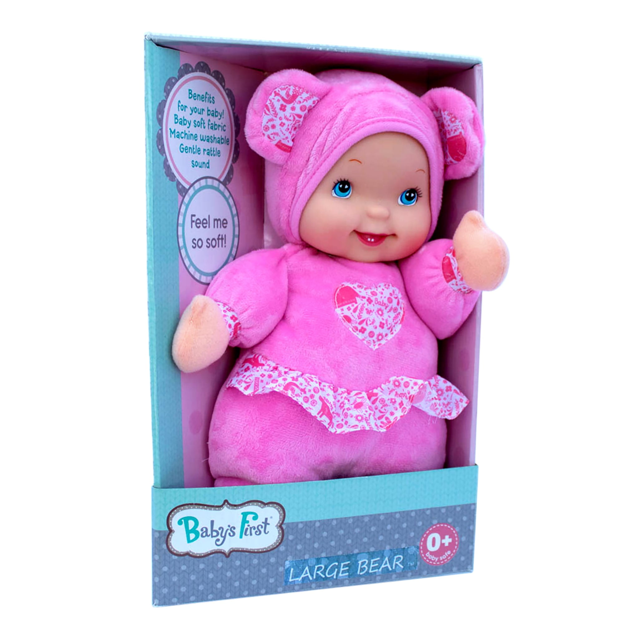 Baby's First: Love Bear Baby Doll - Pink Fleece Outfit, Interactive Musical Doll, Plays This Little Light of Mine, Soft Toy, Baby-Kids-Toddlers 3mo+