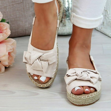 

HIBRO Women s Fashion Casual Thick Bottom Peep Toe Butterfly Knot Buckle Strap Sandals