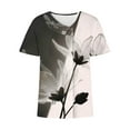 thumbnail image 5 of bnaln Women Tops Summer T Shirts Casual Button Short Sleeve Shirts Floral Printed V Neck Tees Shirts Elegant Tunic Tops Dressy Blouses Ladies Henley Shirts Pullover Going Out Tops, 5 of 5